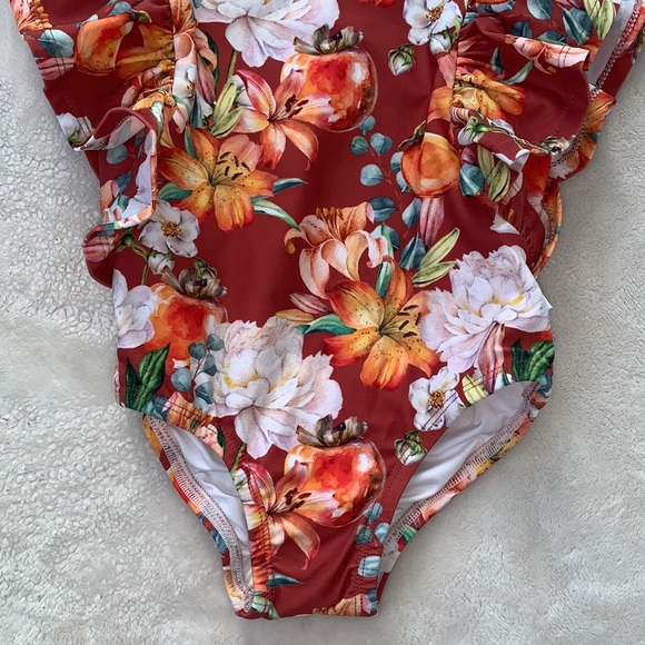 NWT Posh Peanut Paulina Floral Flutter Swimsuit 12-18M - Picture 4 of 9
